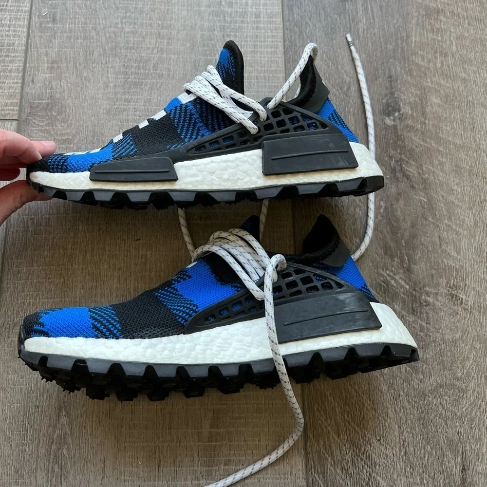 adidas NMD Hu Pharrell x BBC Blue Plaid Size 4